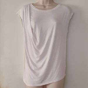White Draped Shirt with Cap Sleeves